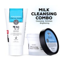 مجموعة مقشر ومنظف رغوي للوجه بالحليب لتفتيح البشرة...