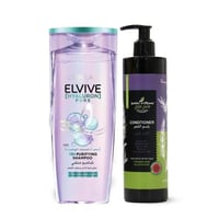 مجموعة شامبو وبلسم لتنقية فروة الرأس وترطيب اطراف...