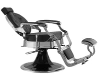 كرسي حلاقة رجالي اسود مع حديد فضي من صالون سيستم