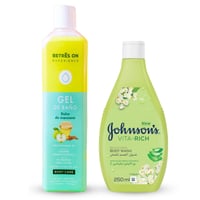 مجموعة جل وسائل استحمام برائحة الزهور و التفاح الح...