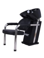 كرسي غسيل شعر - مقعد مربع مع يدين إستيل أسود - صال...