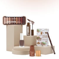 مجموعة مكياج بني دافئ لإطلالة شتوية