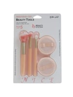 طقم فرش مع أسفنجات مكياج من بيوتي سيستم , 5 قطع