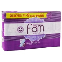 فام - فوط صحية حجم كبير بالاجنحة ، 50 فوطة