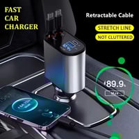 شاحن سيارة سريع الشحن مع كابل سحب 4-في-1 متوافق مع...