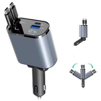 شاحن سيارة سريع الشحن مع كابل سحب 4-في-1 متوافق مع...