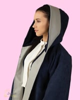 فروة نسائية شتوية كحلي بأطراف جلد رصاصي