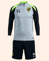 طقم تمارين نادي الاتحاد - سويتر رمادي وشورت أسود