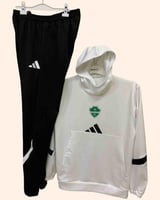 طقم الاهلي الشتوي - بلوفر أبيض وسروال أسود