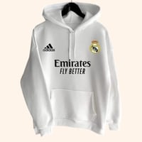 هودي ريال مدريد الشتوي الأبيض - بلوفر النادي الرسم...