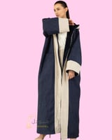 فروة نسائية شتوية كحلي بأطراف جلد رصاصي