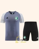 طقم المنتخب السعودي تيشيرت رمادي وشرت اسود تمارين...