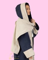 فروة نسائية شتوية كحلي بأطراف جلد رصاصي