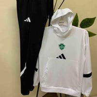 طقم الاهلي الشتوي - بلوفر أبيض وسروال أسود