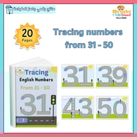 Tracing English numbers 31-50