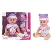 دمية بيبي ليتل مايبابي بملابس بنفسجية مع زجاجة رضا...