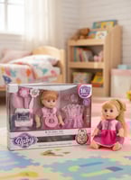 دمية أطفال ناطقة مع طقم مستلزمات و عفش – 16 صوت مخ...