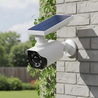 مصباح ليد مع كاميرا وهمية يعمل بالطاقة الشمسية لون...