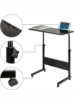 طاولة كمبيوتر توضع جانب السرير أسود/ فضي 60x40x90س...