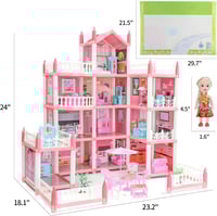 بيت دمى كبير للبنات مع طوابق عديدة و اكسسوارات كام...