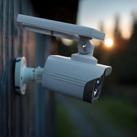 مصباح ليد مع كاميرا وهمية يعمل بالطاقة الشمسية لون...