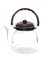 ابريق زجاجي شفاف بمقبض بني سعة 1.1 لتر