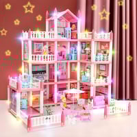 بيت دمى كبير للبنات مع طوابق عديدة و اكسسوارات كام...