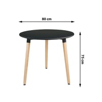 طاولة خشب دائرية بأرجل وجوانب مستديرة من الخشب الص...