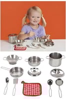 طقم أواني طهي للأطفال من الستانلس ستيل – مجموعة لع...