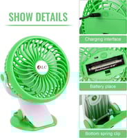 مروحة محمولة صغيرة قابلة للشحن بمشبك قوي للاستخدام...