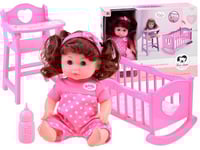 طقم دمية مع سرير هزاز و كرسي طعام – لعبة محاكاة وا...