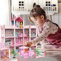 بيت دمى فاخر كبير متعدد الطوابق مع أثاث كامل و شخص...