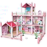 بيت دمى كبير للبنات مع طوابق متعددة و اكسسوارات كا...