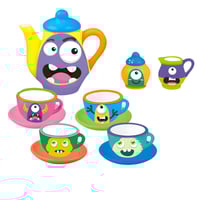 طقم تلوين خزف للاطفال 16 قطعة بتصاميم وحوش مرحة