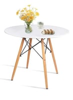 طاولة جانبية دائرية بأرجل وجوانب مستديرة من الخشب...