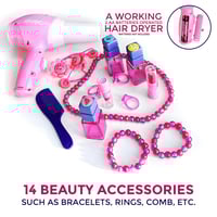 طاولة مكياج لعب للبنات مع مرآة و إكسسوارات – طقم ت...