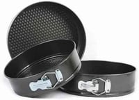 طقم صواني كيك مستديرة الشكل مكون من 3 قطع أسود