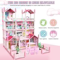 بيت دمى فاخر كبير متعدد الطوابق مع أثاث كامل و شخص...