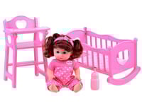 طقم دمية مع سرير هزاز و كرسي طعام – لعبة محاكاة وا...