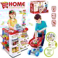 سوبر ماركت منزلي للاطفال مع عربة تسوق و اصوات و اض...