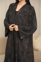 عباية نص كلوش شيفون ملكي بنقش رخامي مبطن - عبايات...