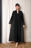 عباية ملكية نص كلوش مدموجة بقماش التفتة مع تطريز ف...