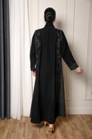 عباية ملكية نص كلوش مدموجة بقماش التفتة مع تطريز ف...