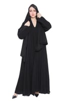 عباية دبل كلوش سوداء فاخرة بتدخيلة قماش شكيرا وتطر...