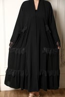 عباية ملكية نص كلوش ناعمة مزينة بطبقات جانبية ودان...