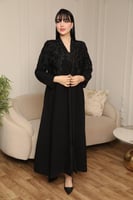 عباية بليزر سوداء رسمية بتطريز كمبيوتر فاخر - عباي...