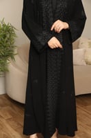 عباية نص كلوش سوداء بتطريز كمبيوتر ملكي فاخر - عبا...