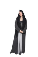 عباية نص كلوش سوداء قماش شيفون منقط ناعم بتصميم عص...