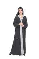 عباية نص كلوش سوداء قماش شيفون منقط ناعم بتصميم عص...