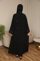 عباية نص كلوش سوداء بتطريز كمبيوتر ملكي فاخر - عبا...